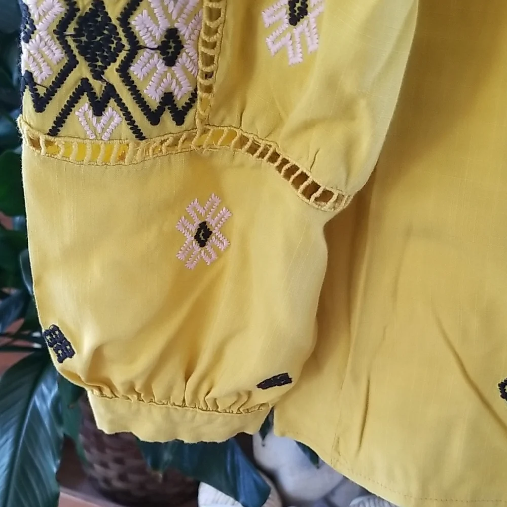 Solitaire Mustard Embroidered Blouse - Picture 3 of 5